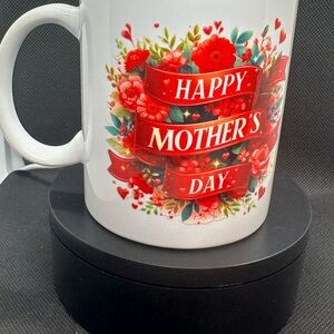 Festive Floral Mother's Day Mug - Red and White